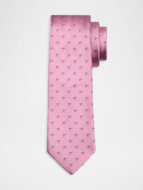 Men's Bicolor Gancini Jacquard Silk Tie