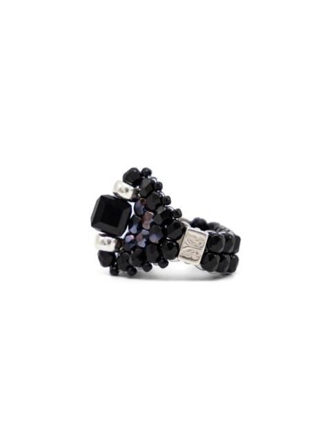 NEEDLES x Tie A Knot Square Crystal Beads Ring - Black x Black