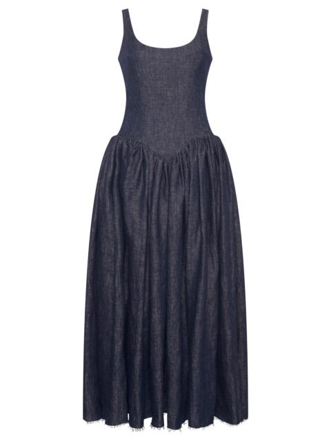 Isai Maxi Dress in Stone Washed Linen Denim