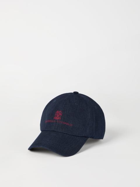 Lightweight délavé linen baseball cap with embroidered logo