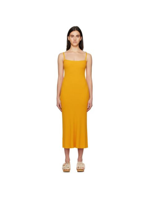 Yellow Ribbed Long Dress