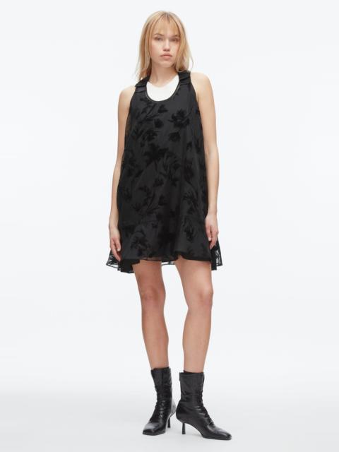 Flocked Organza Trapeze Dress