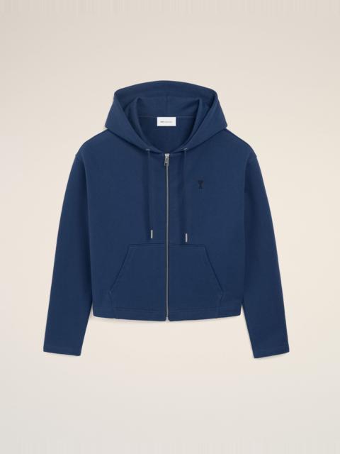 BLUE COTTON AMI DE COEUR ZIPPED HOODIE