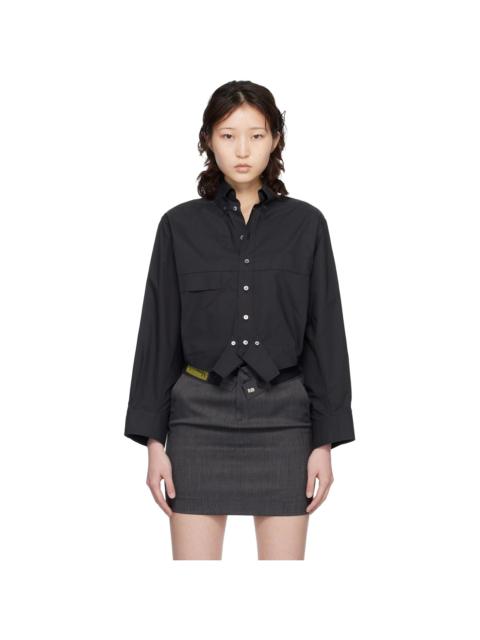 Black Mirrored Cotton Poplin Shirt
