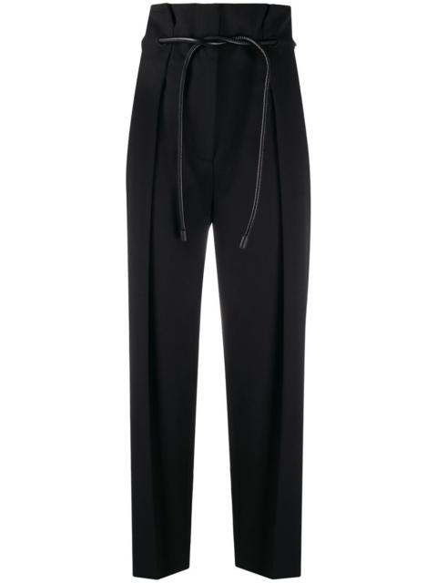 belted high-waisted trousers