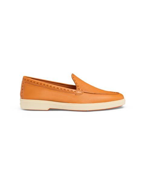 Women's orange tumbled leather loafer