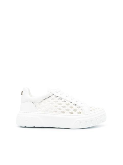 cut-out low-top leather sneakers