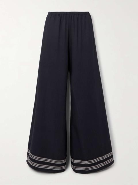 Mathilde embroidered twill wide-leg pants