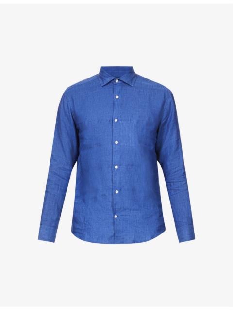 Antonio regular-fit cutaway-collar linen shirt