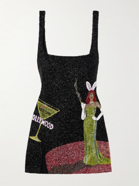 Bunny Embellished Stretch-mesh Mini Dress