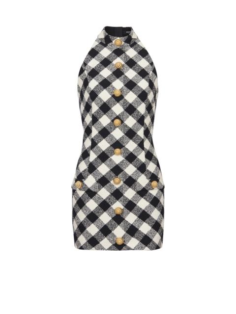 Short tweed dress with buttons