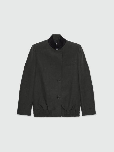 Anthracite jacket with twill lapels