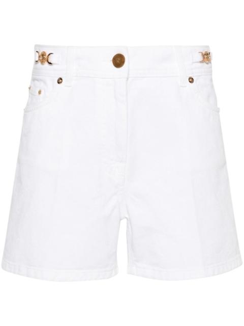 high-rise straight-leg denim shorts