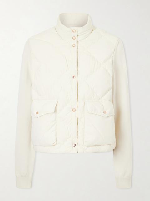 Cropped Knitted And Padded Quilted Shell Down Cardigan