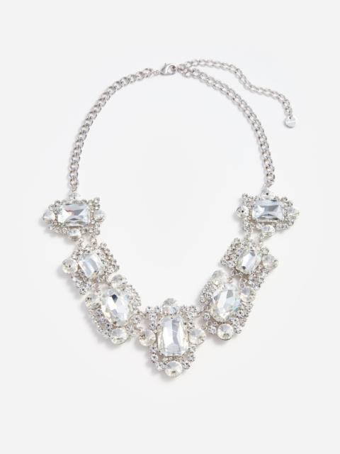 Silver Crystal Cluster Necklace