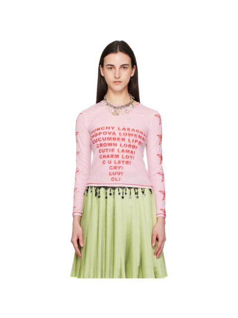 Pink 'Crunchy Lasagna' Fitted Mesh Top