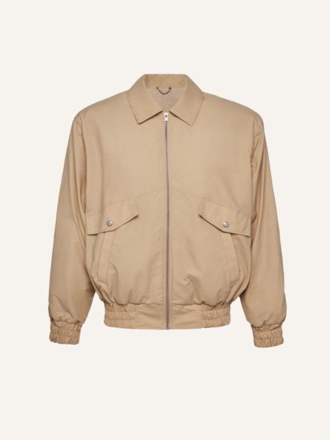 Oversized technical cotton bomber in beige