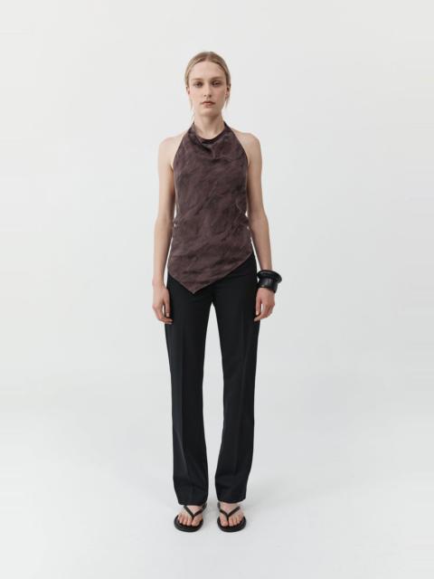 Jacquard Cowl Tie Top - Chocolate Plum