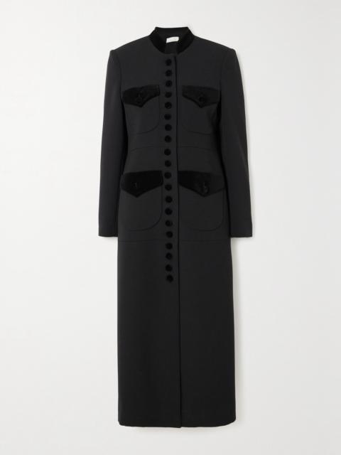 + Net Sustain Velvet-trimmed Wool Coat
