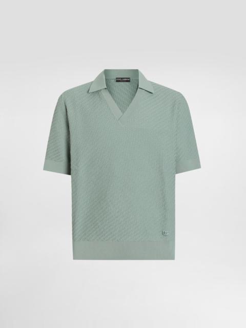 Micro-dot stitch polo shirt