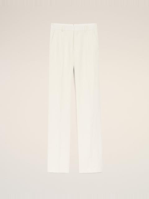 WHITE BLENDED LINEN STRAIGHT TROUSERS