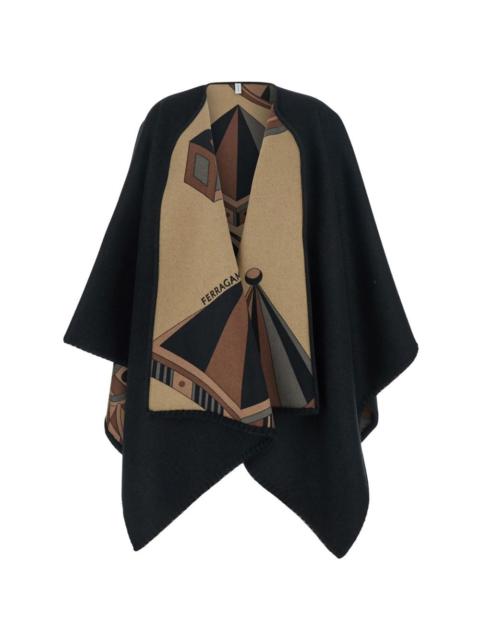 geometric-print cape