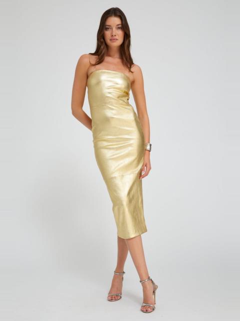 METALLIC GOLD LEATHER TUBE DRESS