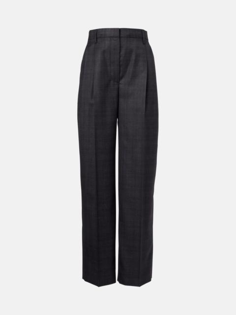 Checked wool wide-leg pants