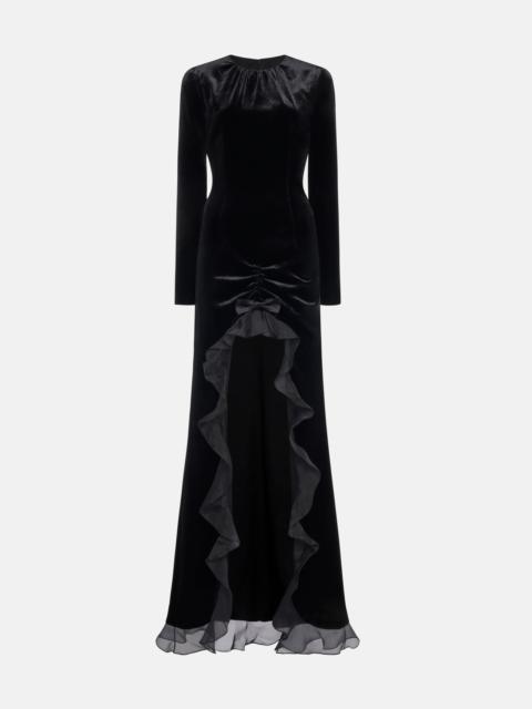 VELVET DRESS WITH RUCHES