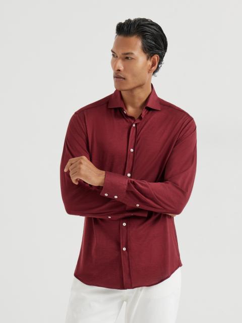 Silk and cotton jersey shirt with spread collar