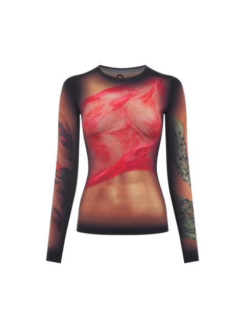 Recycled Draped Statue Jersey Second Skin Crewneck Top