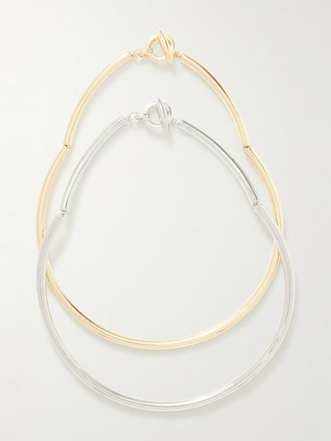 The Tubular Set Of Two Gold And Silver-tone Necklaces