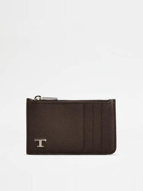 CREDIT CARD HOLDER IN LEATHER - BROWN
