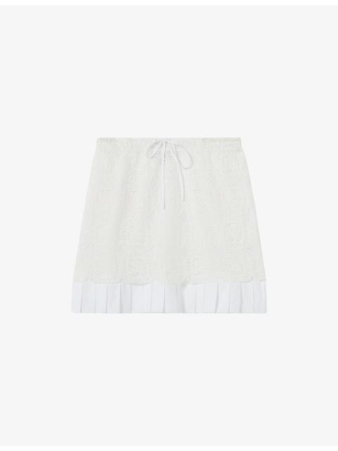 Elasticated-Waist Lace Mini Skirt