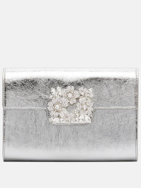 Efflorescence Mini metallic leather clutch
