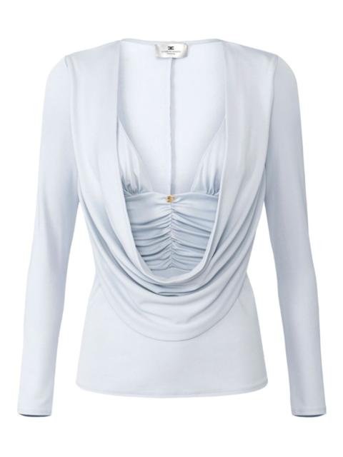 draped-detail long-sleeve blouse