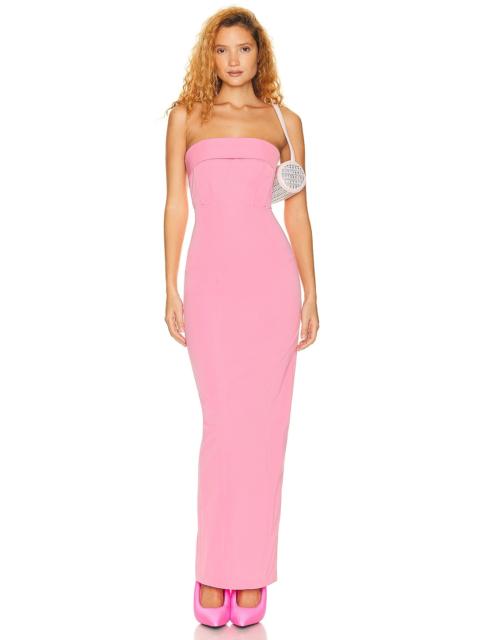 Tech Gabardine Long Strapless Dress