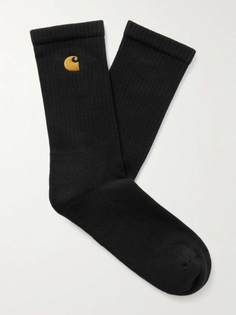 Chase Logo-Embroidered Ribbed Cotton-Blend Socks