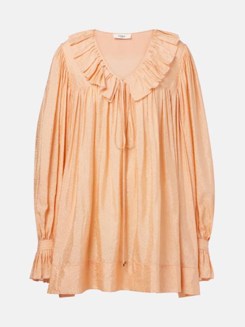 Ruffled jacquard minidress