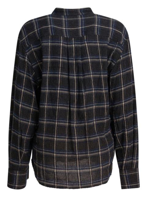 check-pattern blouse