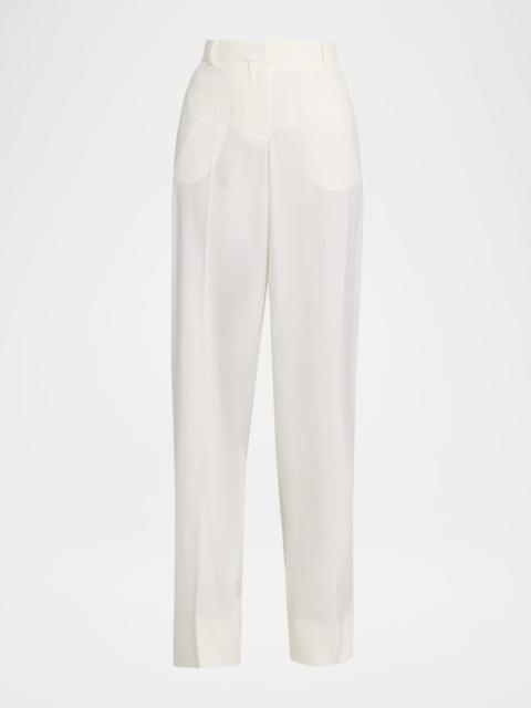 Wool Canvas Wide-Leg Trousers