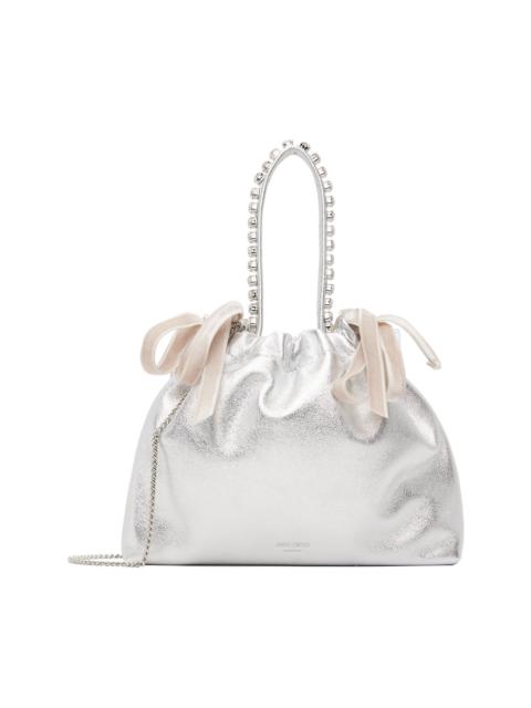 Silver Drawstring Mini Top Handle Bag