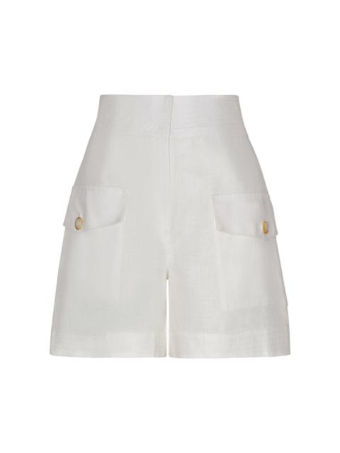 Deseos Flap Pocket Linen Cargo Shorts off-white