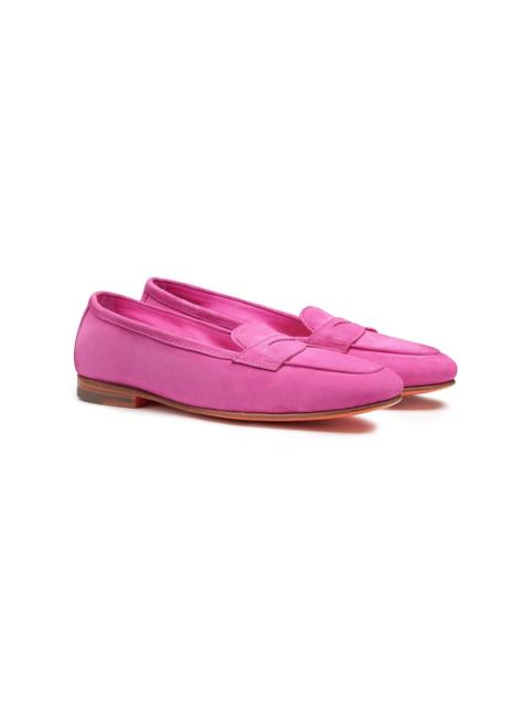 Women's pink suede penny loafer