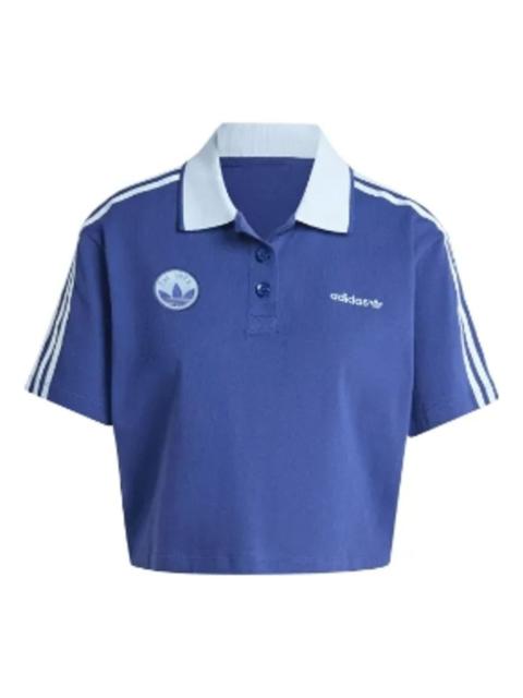 (WMNS) adidas Loose Crop Polo Shirt 'Blue' IX3543