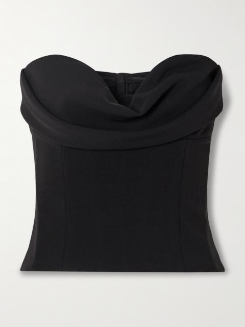 Cropped Draped Wool-blend Crepe Bustier Top
