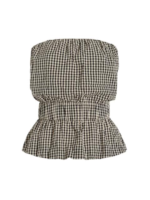 Aurelia Strapless Gingham Cotton Top black