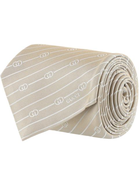 Gucci Interlocking G Silk Jacquard Tie Beige
