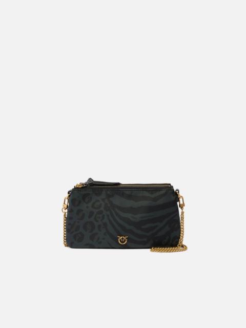 DOUBLE BAG MINI SMALL CROSSBODY BAG IN NYLON WITH ANIMAL PRINT