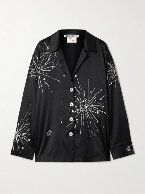 Louis Sequin-embellished Silk-blend Satin Pajama Shirt